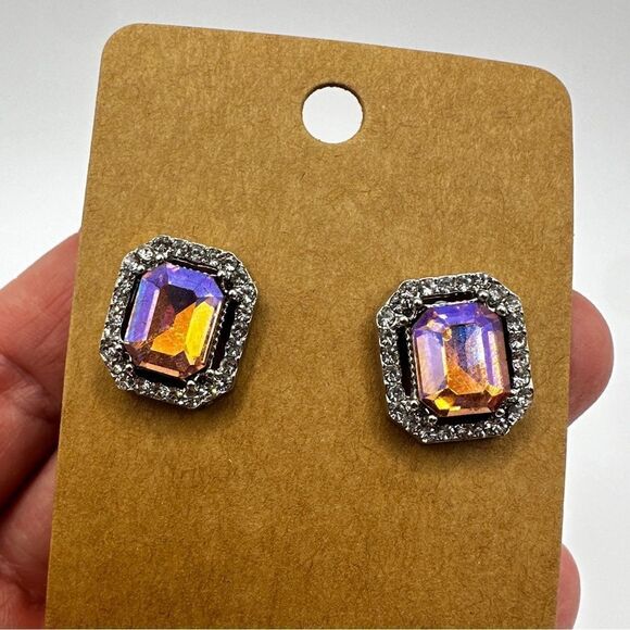 SALE! Colorful rhinestone and CZ statement stud earrings! - Picture 3 of 11